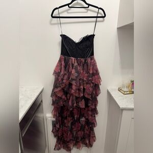 Elegant Black and Pink Layered Dress